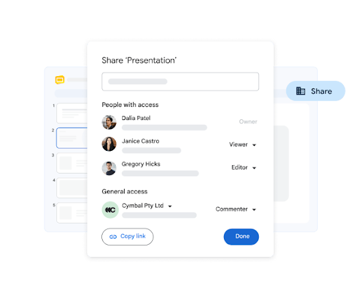 Настройки доступа к Google Slides